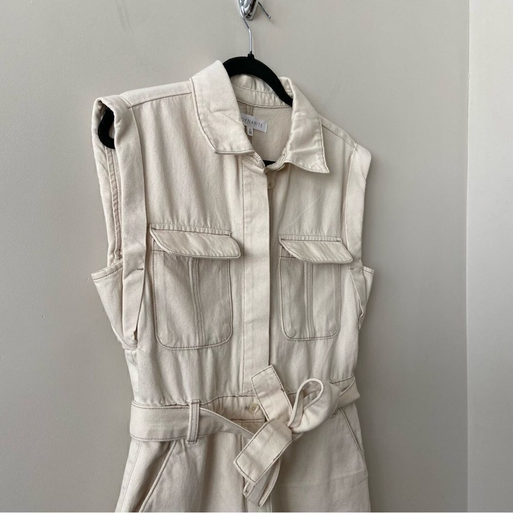 DYNAMITE-SLEEVELESS Denim 100% Cotton Romper - Picture 7 of 14